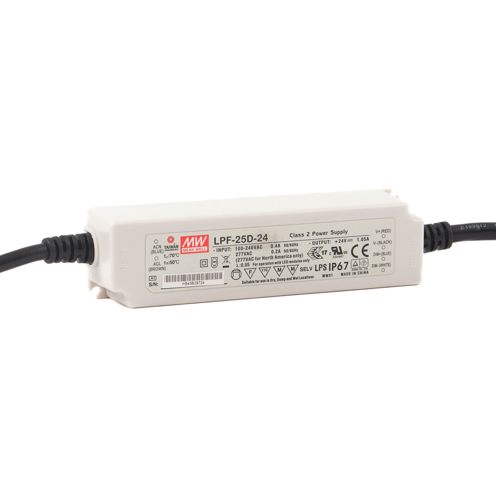 Impulsinis maitinimo &scaron;altinis 24V 1.05A 25.2W IP67, dimeriuojamas MWLPF25D24