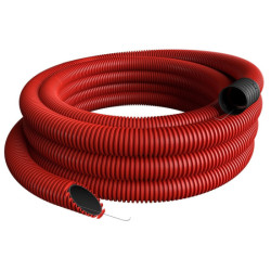 Raudonas gofruotas vamzdis D40/d31 su viela (be halogenų, 50m) Evopipe VGOR40R