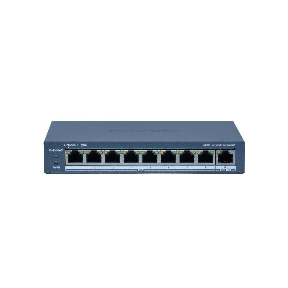9 prievadų, 8 PoE prievadų komutatorius Hikvision DS-3E1309P-EI(B) SWITCHDS3E1309PEIB