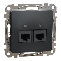 Kompiuterinis lizdas 2xRJ45 UTP Cat6 Schneider Electric Sedna Design SDD114462 (antracitas) SDD114462