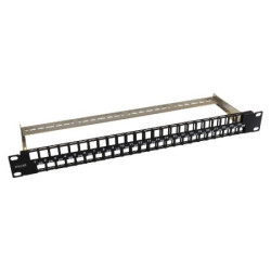 19'' komutacinė panelė Excel 100-050 (1U, 48 portai, be lizdų, su žymėjimu, juoda) TKP1U24PEXCELBE100050