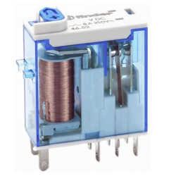 Relė Finder 465290240040 (24V DC, 8A/250VAC, 2 grupės, 46 serija, TEST, mechaninė indikacija) FINDER465290240040
