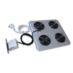 19" ventiliatorių blokas FAN-4W-1032 (1U, 4 ventiliatoriai, termostatas, LCD) VENBLTERMFAN4W1032