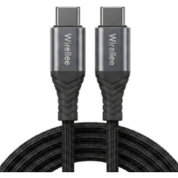 USB-C&ndash;USB-C kabelis Wirellee (2 m, 100 W, PD 3.0, juodas) KAB2P070