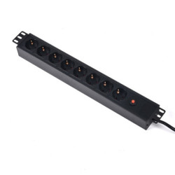 Maitinimo panelė 19'' 8X220V su vir&scaron;srovio apsauga ESPMP8X22010/16A