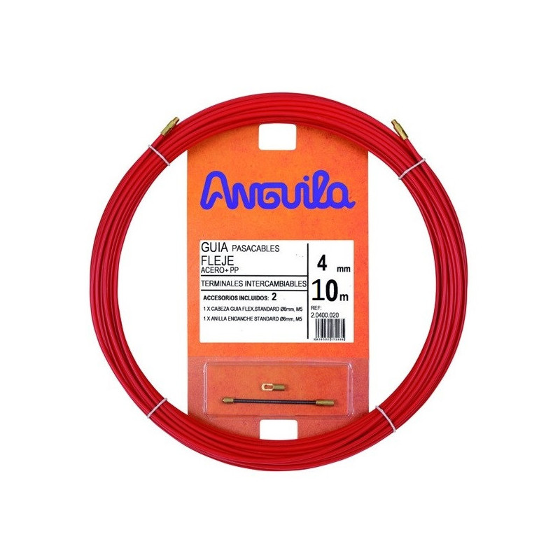 Kabelio pratraukėjas (10m, 4mm, raudonas, plieninis)  VPRATR4MM10MR