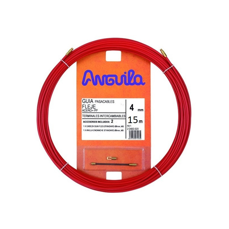 Kabelio pratraukėjas (15m, 4mm, raudonas, plieninis)  VPRATR4MM15MR