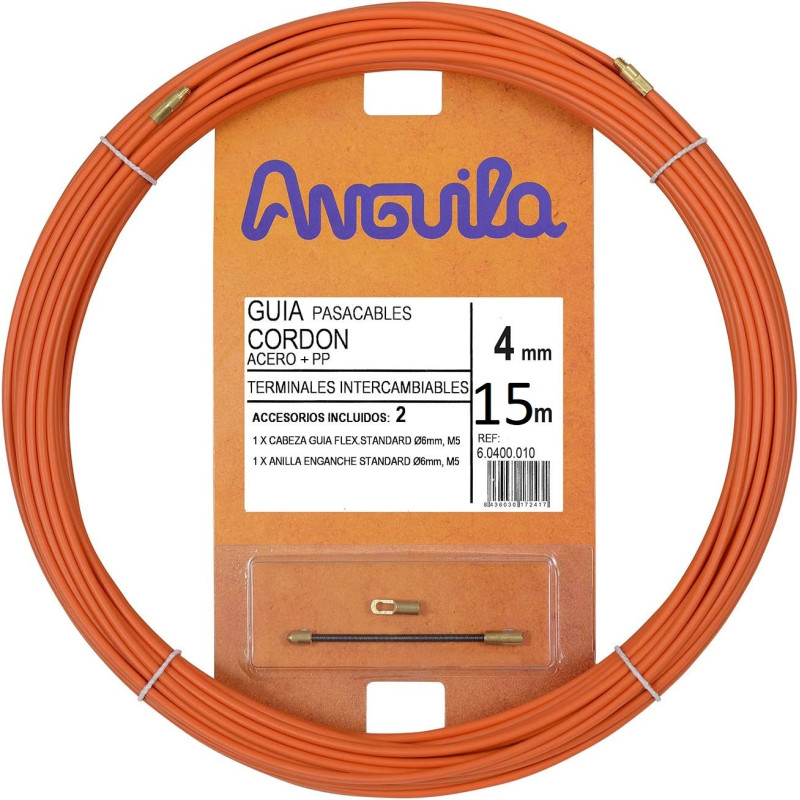 Kabelio pratraukėjas (15m, 4mm, oranžinis, plieninis)  VPRATR4MM15MOR
