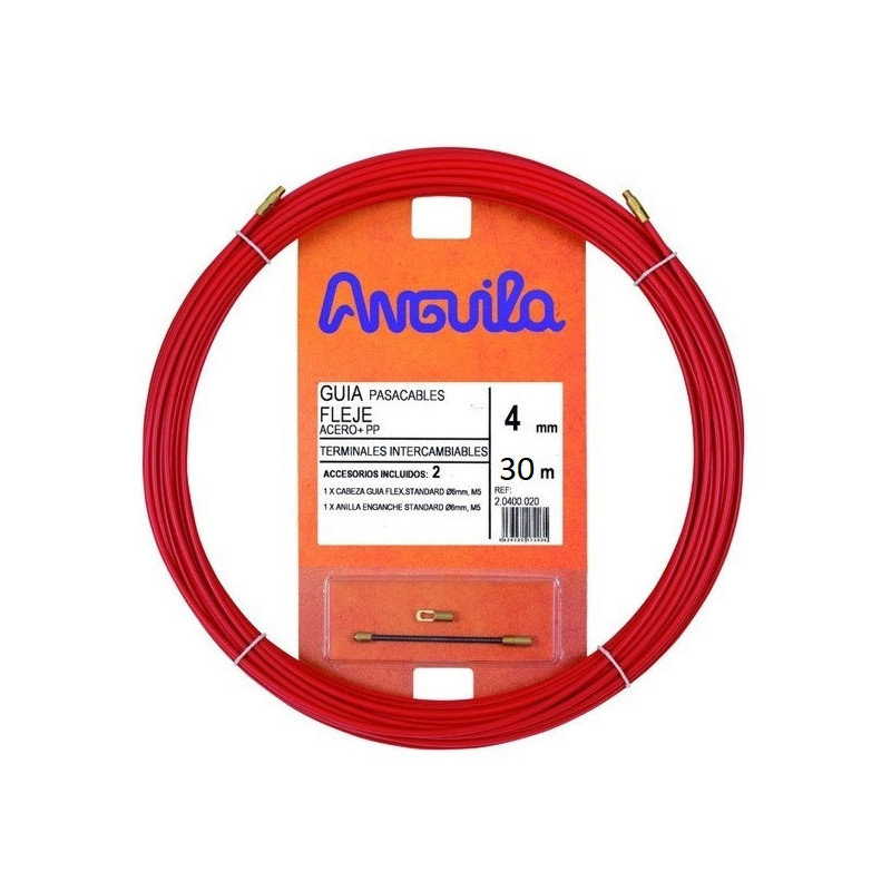Kabelio pratraukėjas (30m, 4mm, raudonas, plieninis)  VPRATR4MM30MR