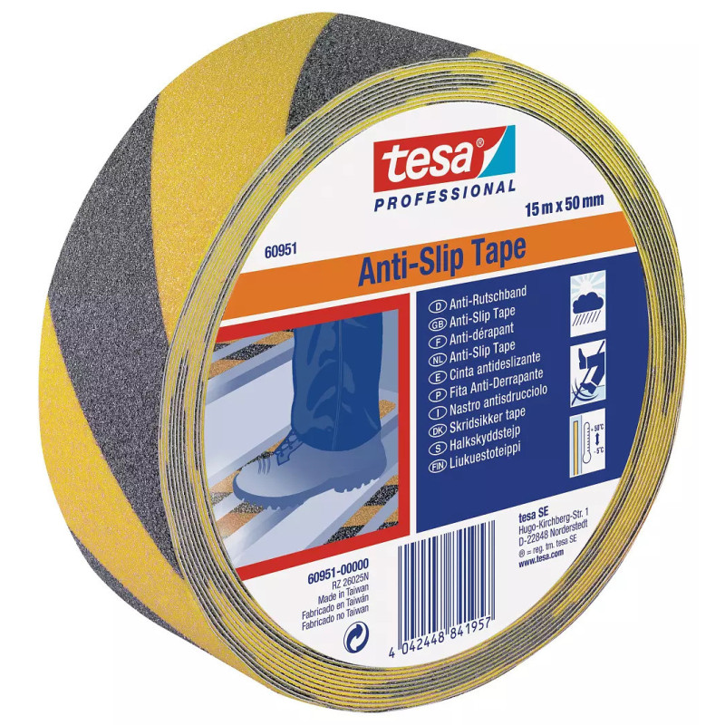 Juosta slydimui mažinti TESA (juoda/geltona) 15m x 50mm 60951-00000-00 VIZOTSLYD