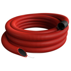 Raudonas gofruotas vamzdis D75 / d61 su viela (be halogenų, 50m) Pipelife  VGOR75RPIPELIFE