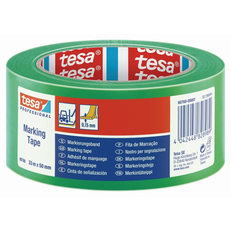 Įspėjamoji juosta grindų žymėjimui TESA  33m x 50mm 60760-00097-15 (žalia) VIZOTGRINDZ