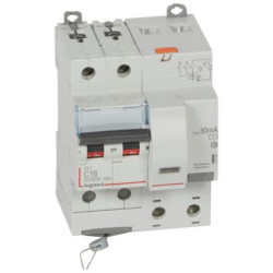 Srovės nuotekio relė su automatiniu jungikliu Legrand 411158 (2P, 16A, C, 30mA, 10kA, AC) L411158