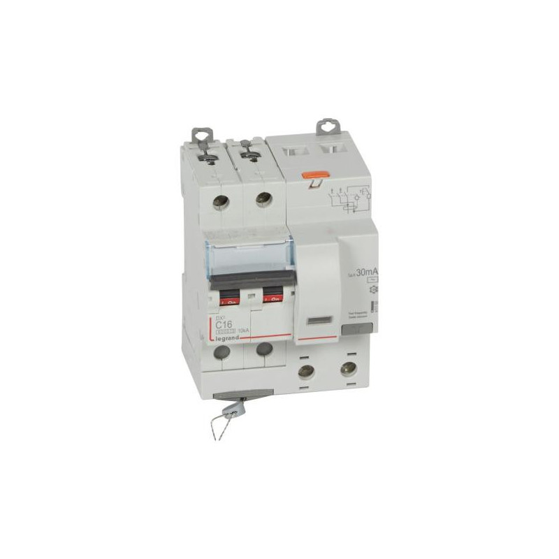 Srovės nuotekio relė su automatiniu jungikliu Legrand 411158 (2P, 16A, C, 30mA, 10kA, AC) L411158