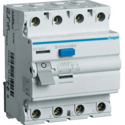 Srovės nuotekio relė Hager CD440J (A, 40A, 4P, 30mA, 230V) HCD440J