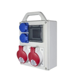 PawBol B.SLIM-4S-2S plastikinis skydelis 4 mod + ki&scaron;tukiniai lizdai (2x16A/250V 1x32A/5P 1x16A/5P) PAWBSLIM4S2S