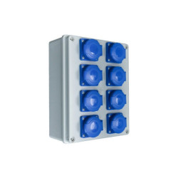 PawBol R-BOX B.1605-S plastikinis skydelis su ki&scaron;tukiniais lizdais (8x16A/250V) PAWBRBOXB1605S
