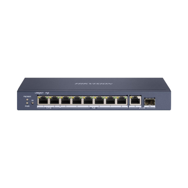 10 prievadų, 8 PoE prievadų komutatorius Hikvision DS-3E0510HP-E SWITCHDS-3E0510HPE