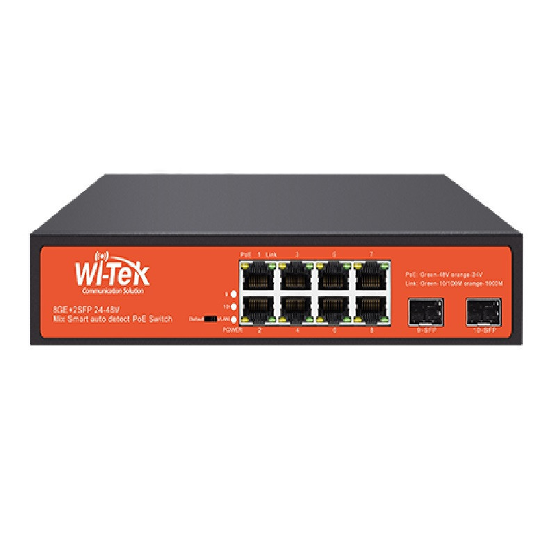 10 prievadų, 8 PoE prievadų komutatorius Wi-Tek WI-PS310GF-UPS+  SWITCHWIPMS310GFUPS