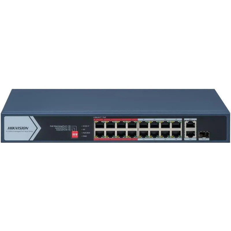 18 prievadų, 16 PoE komutatorius Hikvision DS-3E0318P-E(C) SWITCHDS3E0318PEC