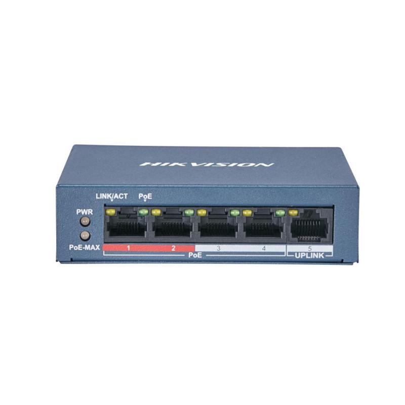 5 prievadų, 4 PoE komutatorius Hikvision DS-3E0105P-E/M(B) SWITCHDS3E0105PEMB
