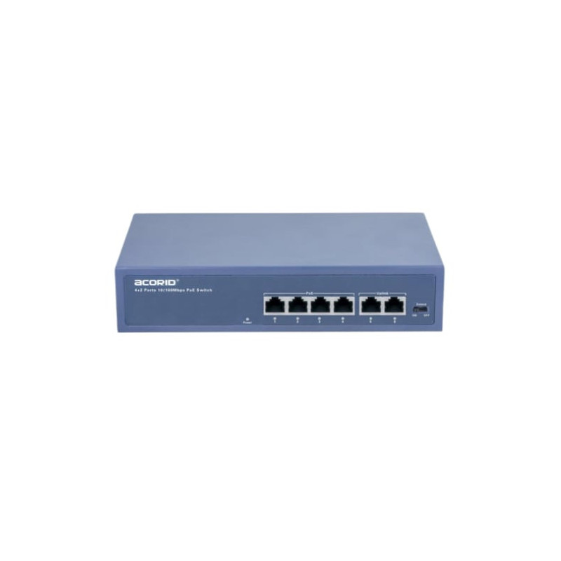 6 prievadų komutatorius Acorid CS1106P (4 PoE, 2 Uplink) SWITCHACCS1106P