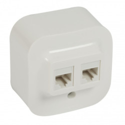 Vir&scaron;tinkinis kompiuterinis lizdas 2xRJ45, UTP 5E cat, Forix Legrand 782428 (balta) LVU2XTP5