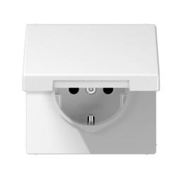 Ki&scaron;tukinis lizdas su įžeminimu ir dangteliu JUNG LS1520KLWW (baltas, 16A/250V) JUNGLS1520KLWW