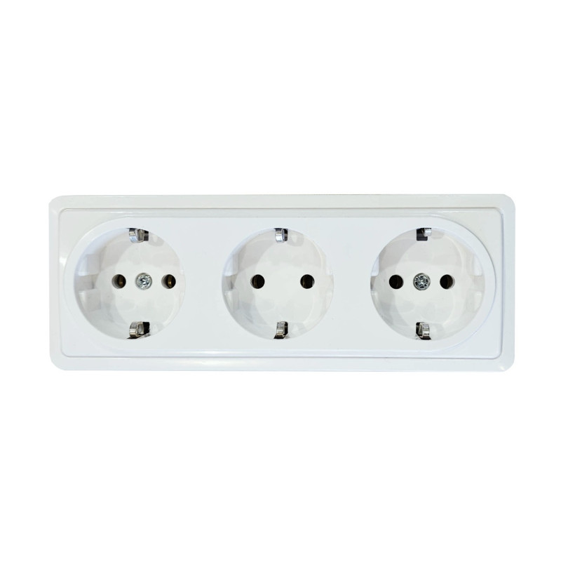 Trivietis vir&scaron;tinkinis ki&scaron;tukinis lizdas su įžeminimu Vilma SL+250 RP16-031 SL+ V (white) VILMSL250ROZ3BAL