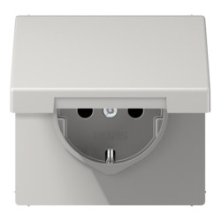 Ki&scaron;tukinis lizdas su įžeminimu ir dangteliu JUNG LS1520KLLG (pilkas, 16A/250V) JUNGLS1520KLLG