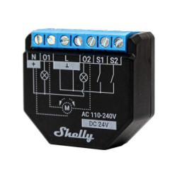 Wi-Fi relė su galios matavimo funkcija Shelly Plus 2PM (2 kanalų, 16A, 110-240 VAC, 10A 24 VDC) SHELLYPLUS2PM