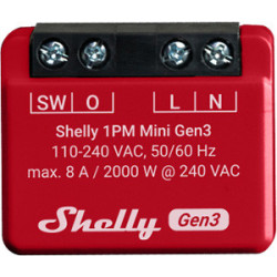 Wi-Fi, Bluetooth valdoma relė Shelly Mini 1PM Gen 3 (8A , 110-240 VAC) SHELLYMINI1PMGEN3