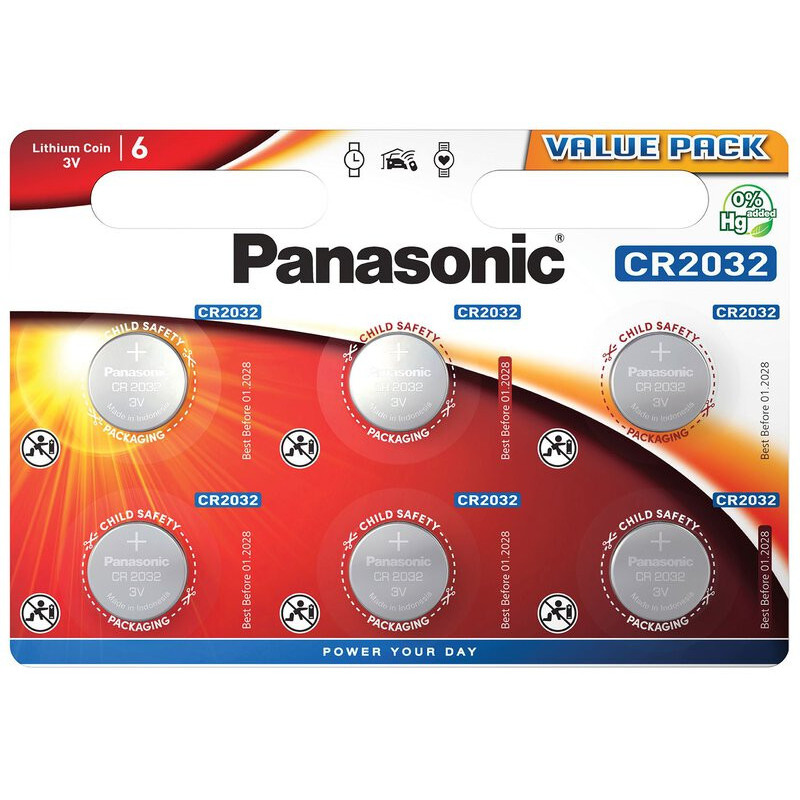 Baterija Panasonic Lithium CR2032 (6 vnt.)  BATERIJACR2032PAN6
