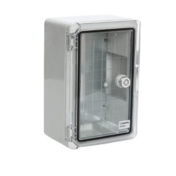 Plastikinė dėžė Plastim PP3011 (200x300x130, su skaidriomis durelėmis, pilka, IP65, IK08) N200X300X130SKAID