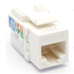 Lizdas EXCEL 100-011 RJ45 (Baltas, Cat6, UTP, keystone) KJEXCEL100011