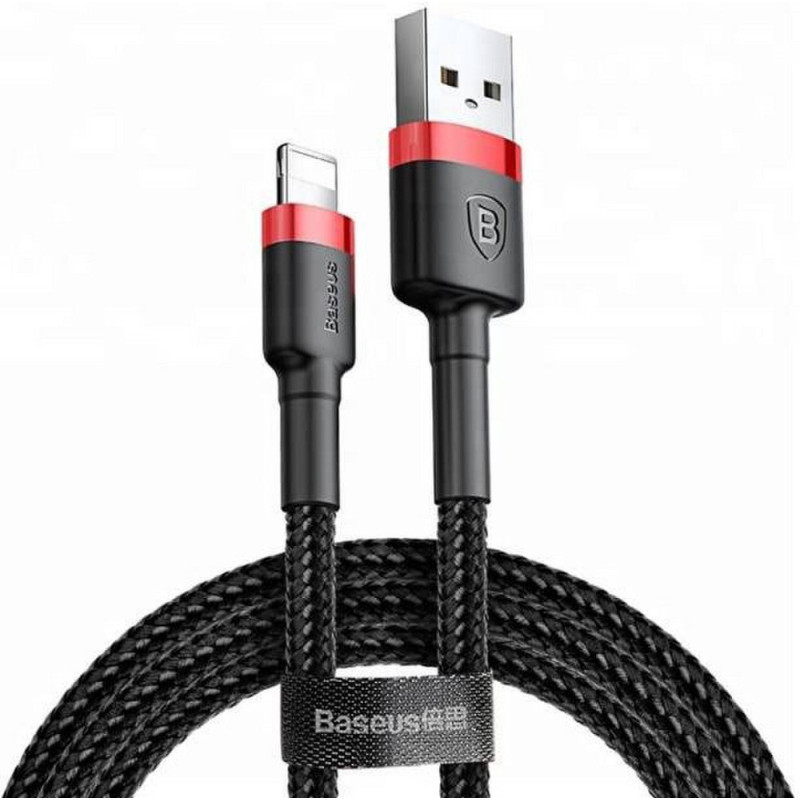 Kabelis USB A - Lightning BASEUS CALKLF-B19 (1.0m, QC3.0, nailoninis, raudonas/juodas)
 CALKLF-B19