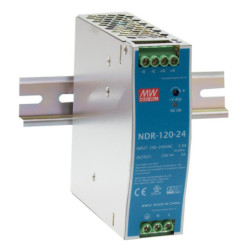 Impulsinis maitinimo &scaron;altinis 24V 120W 5A, tvirtinamas ant DIN bėgio, MEAN WELL, NDR-120-24 MB524VDINMEANWELL