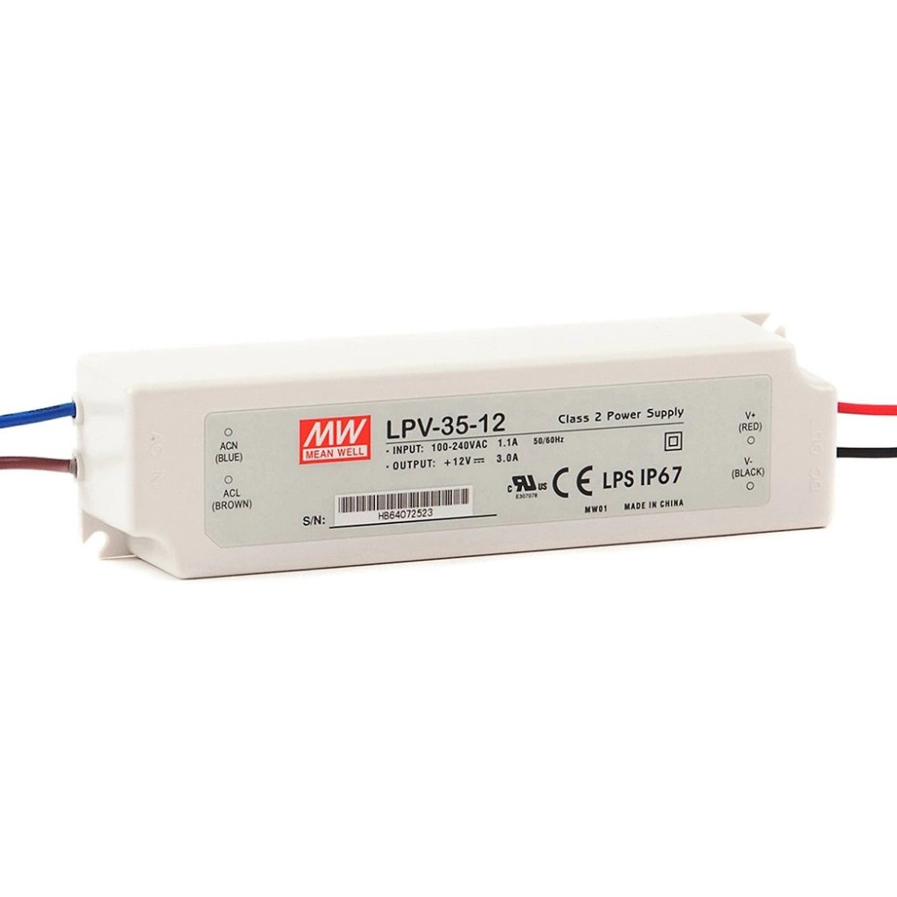 Impulsinis maitinimo &scaron;altinis LED 12V 36W 3A IP67, Mean well, LPV-35-12 MBLPV3512MEANWELL