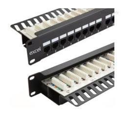 Komutacinė panelė 19" 1U 24 portų Excel 100-302 (Cat.6e) EXC100302