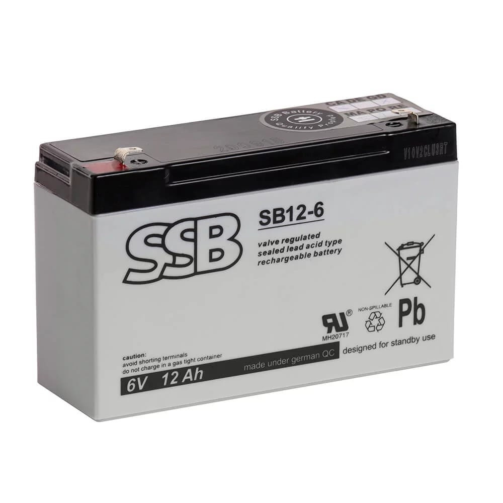 Akumuliatorius (AGM) SSB SB (12Ah, 6V, F1, VRLA) AS12AH6V