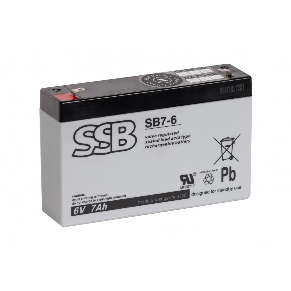 Akumuliatorius (AGM) SSB SB 7Ah 6V F1 VRLA (SB 7-6) AS7AH6V
