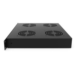 Ventiliatorių blokas 19" spintai 1U LK-CL-062 (juodas, 2 ventiliatoriai, su termostatu, LCD, 483x167x44 mm) VENBLTERMLKCL06