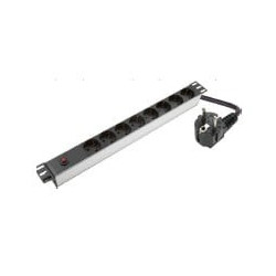 Maitinimo panelė 19'' spintai LK-BL-G10O08/P (8x240V Schuko, be jungiklio, 1.8m) ELLKBLG10O08