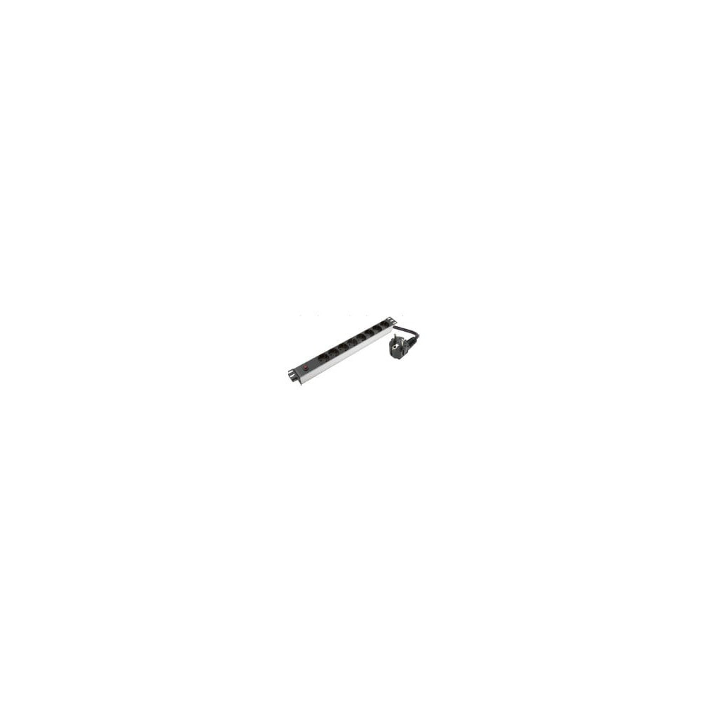 Maitinimo panelė 19'' spintai LK-BL-G10O08/P (8x240V Schuko, be jungiklio, 1.8m) ELLKBLG10O08